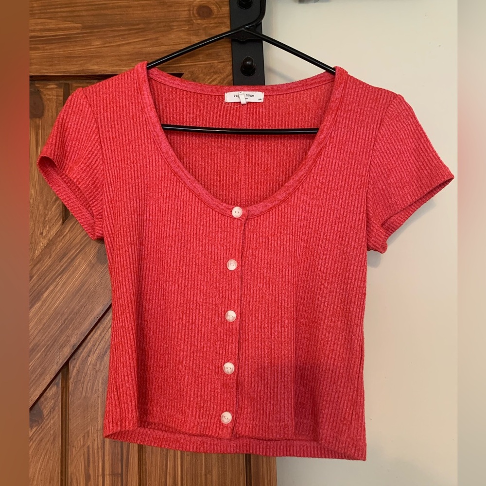 Rag and bone cropped knit button down shirt